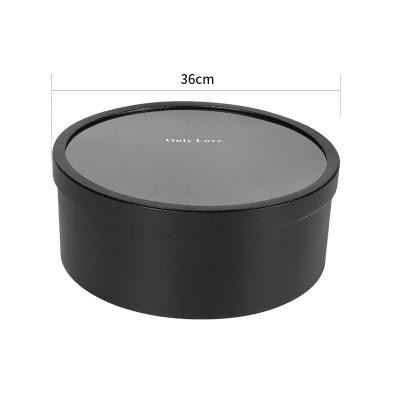 China Others Luxury Custom Round Bottom Lid Rose Flower Gift Box Valentines Day Wedding Gift Black Lid for sale