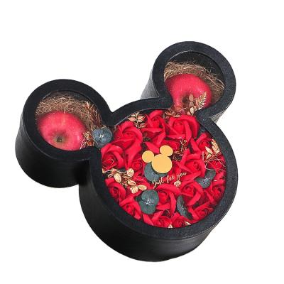 China Others Mickey Flower Box Mickey Mouse Shape Eternal Preserved Flower Packing Box With Clear Lid for sale