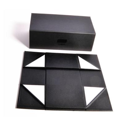 China Recyclable Hot Fancy Magnet Box Carton Black Rigid Flat Luxury Magnetic Folding Storage Paper Gift Boxes Packaging Boxes for sale