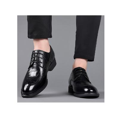 China British Leather Men's Groom Casual Wedding Formal Business Shoes New First Leather Men's Breathable Shoes Led Shoes for sale