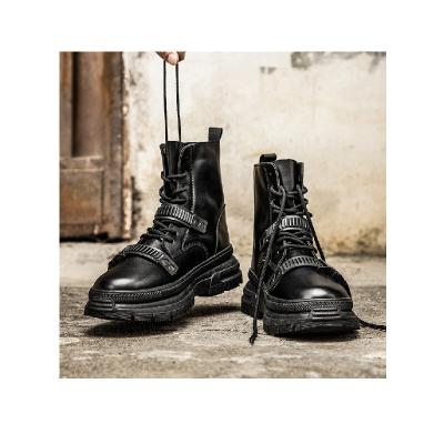 China 2021 autumn new fashion Martin trend deodorization rejects Korean machining men's leather boots men's high top British style boots for sale