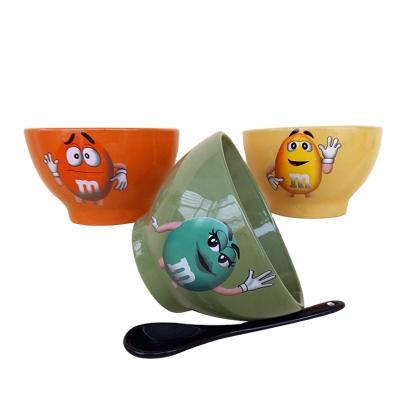 China Sustainable Chinese Popular Ceramic Color Glazed Logo Customized Salad Printed Soup Bowls for sale