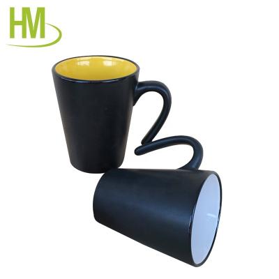 China Durable Matte Black Chalk Mug Set Ceramic Stoneware Coffee Mug Set for sale