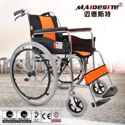 China Comfortable Aluminium Folding Wheelchair Skid Proof Handle Brake / Rear Brake for sale