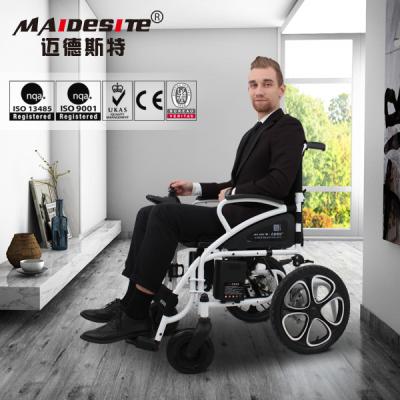 China White Frame Folding Power Collapsible Electric Wheelchair With Black Cushion for sale