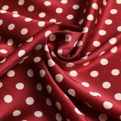 China Wholesale viable luxury spandex 19MM elastic 6A dot print spandex grade silk fabric for pajamas for sale