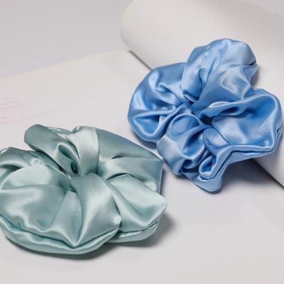 China Custom Logo 100% Silk Wholesale Trendy Mulberry 22mm Silk Set 6cm Width Satin Scrunchies for sale