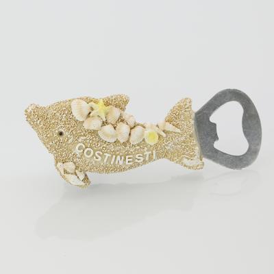 China Eco-Friendly Hot Selling Popular Dolphin Shape Resin Fridge Magnet Bottle Opener for sale