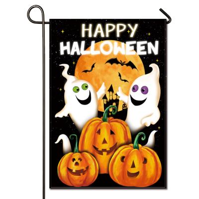 China Happy Halloween Party Flag Hanging Double Sides Printing Ghost and Pumpkin Fun Yard Flag 12.5 x 18 inch for sale