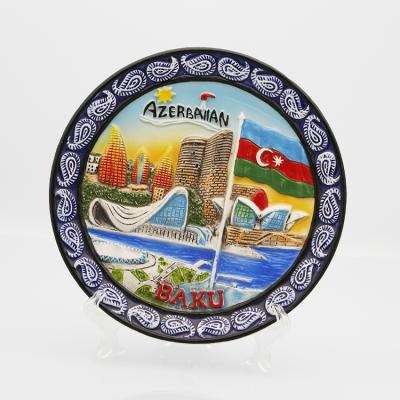 China Wonderful Gift Souvenir Embossed Hand Painted Ceramic Dish for sale