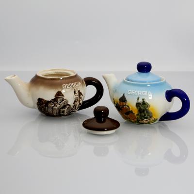 China Ceramic Custom Design Hand Printed Ceramic Souvenir Teapot for sale