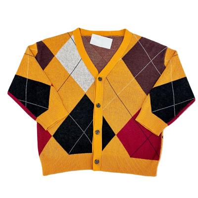 China Custom Anti-Wrinkle Anti-Wrinkle OEM Sweater For Kids Boy Cardigan Contrast Color Block Sweater for sale