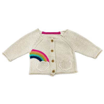 China ODM boutique anti-pilling baby kids kids rainbow cardigan big collar long sleeve sweater for sale