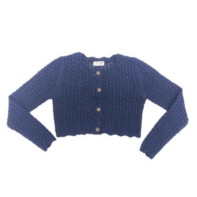 China 100%COTTON 100%COTTON Baby Winter Sweater Kids Winter Crop Girls Small Hollow Out Kids Cardigans Girls for sale