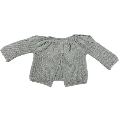 China Hot Sales Breathable Breathable Spring Autumn Leaf Pattern Neck Babies Sweater Crop Cardigan for sale