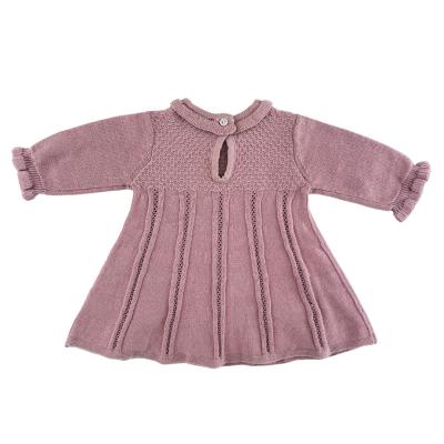 China 100% Cotton 100% Cotton ODM High Quality Children Dress Princess Baby Kids Solid Knitted Dress for sale