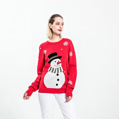 China Plus size plus size 2021 new design hot sale factory wholesale and loose size customized round neck women knitted ugly christmas sweater for sale