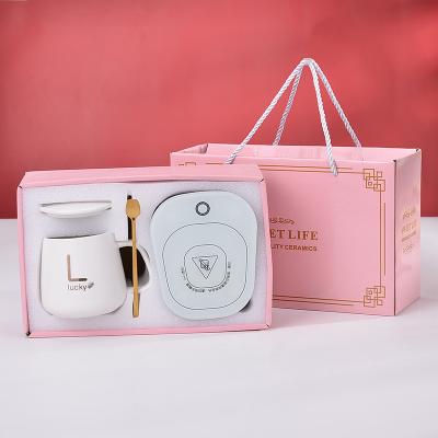 China 2022 Viable New Arrival Valentines Day Gift Set Luxury Ceramic Mugs Temperature Control Smart Cup Coffee Mug Warmer for sale