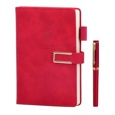 China Eco-friendly Paper Customized Engrave Style A6 A5 Leather PU Stationery Notebook Year Planner Gift Paper Set for sale