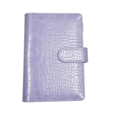 China Luxury Leather Ring Binder Crocodile Leather Notebook 6 Loose Leaf Cover A5 A6 PU Office Loose Leaf Refillable Planner Binder for sale