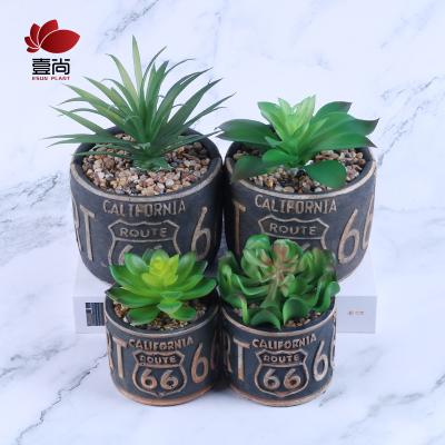 China ES1169-1 Minimalist Artificial Succulent Plant With Cement Pot For Hotel Decoration for sale