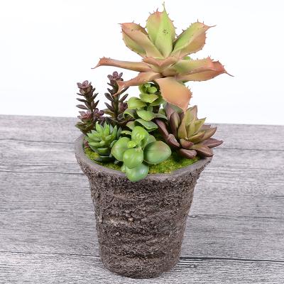 China Eco-Friendly Home Decor Mini Artificial Succulent Plant Indoor With Cement Pot Artificial Plants ES0123 for sale