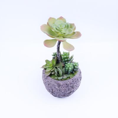 China China Factory Mini Plastic Artificial Succulent Plant Eco-friendly Cement Pot With Artificial Plant ES0124 for sale