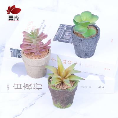 China Minimalist ES1139-1 High Quality Artificial Succulent Plants Set With Glass Pots In Wooden Tray Succulents For Home Decor for sale