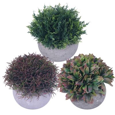 China 3 Pcs Eco-friendly Mini Artificial Potted Plants Small Artificial Succulents Plants For Office Decoration for sale