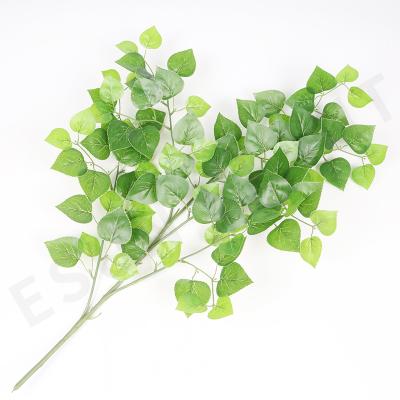 China Factory Price Minimalist Artificial Plants Leaves Green Branch Plastic Leaves For Indoor Outdoor Decoration SY006 for sale