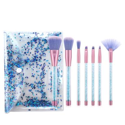 China FLD 7pcs Custom Logo Professional Colorful Bling Makeup Brushes Set Bag for sale