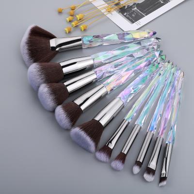 China 10Pcs Diamond Makeup Brushes Private label Powder Foundation Eye Shadow Eyebrow Crystal Professional Makeup Brush Set Kit for sale