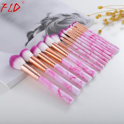 China FLD Private label Professional 15pcs Marble Makeup brush set face eye eyeliner blush powder Fan custom Brushes set Makeup for sale