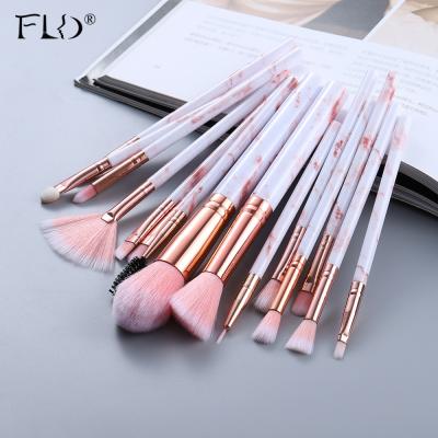 China FLD 15pcs Marble Makeup Brushes Set Private Label Brochas De Maquillaje Cosmetics Make Up Eyeshadow Eyeliner Foundation Brush for sale