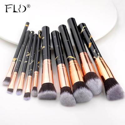 China FLD 10pcs Marble Makeup Brushes Set Cosmetic Make up Brush Set OEM Custom Logo Private Label Powder Foundation Brushes for sale