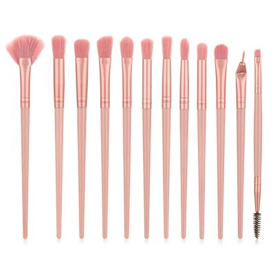 China FLD 12pcs Custom Wholesale Mini Pink Eye Makeup Brushes Set for sale