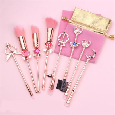 China FLD 8pcs Professional Metal Fan Pink Golden Makeup Brushes Set for sale