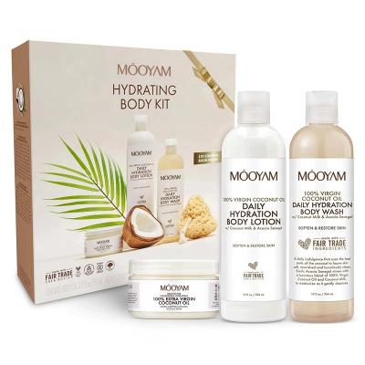 China 100% Virgin Coconut Oil Body Primer Cleansing Gift Set Body Wash Body Primer Hydration Cleansing Lotion for sale