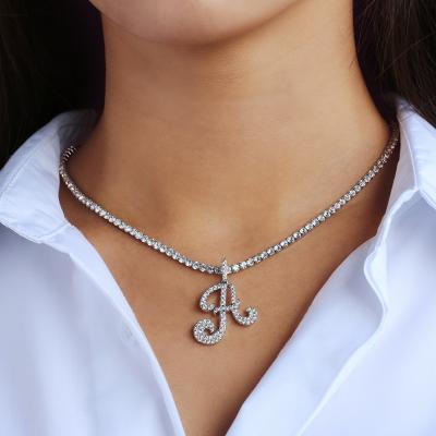 China KRKC TRENDY Women's 14k Gold Plated Jewelry A-Z Initial Letter Zircon 5A Stainless Steel Pendant For Necklace for sale