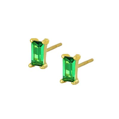 China KRKC Wholesale Women Hypoallergenic Wand CZ Stud Green Minimalist Non-fading Earrings for sale