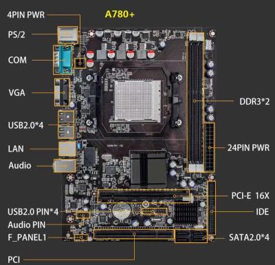 中国 PCWINMAX A780+ デスクトップマザーボード LGA940 AM2 AM2+ AM3シリーズ 双チャンネル DDR3 デスクトップマザーボード 販売のため