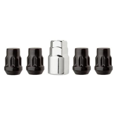 China 35# 1/2x20 Wheel Lug Nuts, 4pcs Black Chrome Aftermarket Lug Nut with 1 Wrench, 60 Degree Conical Protrusion Sea for sale