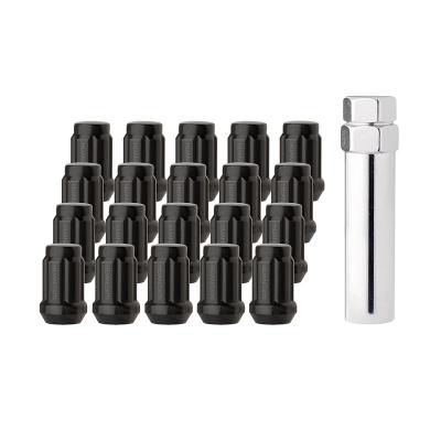 China 35# Spline Lug Nuts Black M12X1.5 6 Spline Narrow End Lug Nuts With Cone Seat 1.38