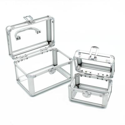 China Custom wholesale aluminum clear acrylic beauty box transparent acrylic sight makeup bag for sale