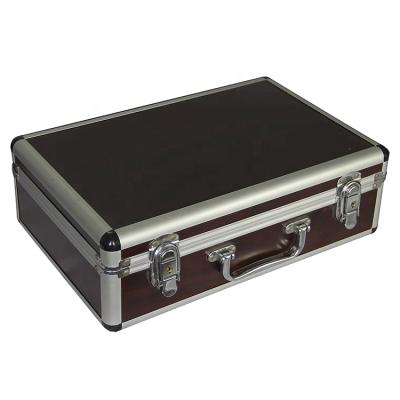 China Wood Patterns Surface OEM Cheap Aluminum Mens Biometric Wood Briefcase for sale