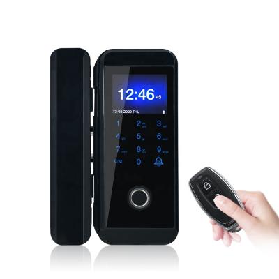 China Touch Screen ABS Case Smart Fingerprint Door Lock Glass Biometric Lock In Touch LCD (8801) for sale