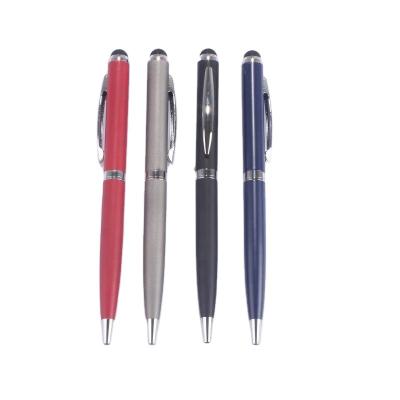 China Metal Touch Screen Promotional Pen Rubber Stylus Twist Top Promotional Ball Pen for sale