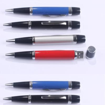 China Promotional Pen Barrel Metal Leather Ballpoint Pen With USB Multifunctional Pen for sale