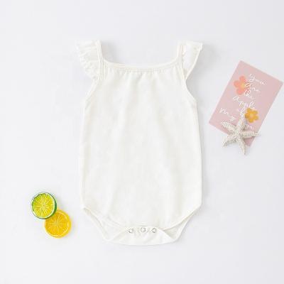 China Sleveeless Summer Hot Selling Ruffle Baby Jumpsuit 100% Cotton Sleeveless Baby Rompers Kids Pajamas Jumpsuit for sale