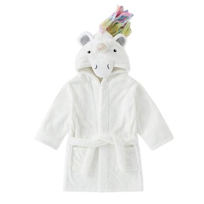 China Pajamas Baby Casual Soft Baby Bathrobes Winter Thermal Cartoon Unicorn Hooded Kids Sleepwear Robes 250g Unisex 100% Polyester for sale